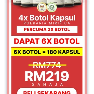 4 Botol Kapsul Pueraria Mirifica + Percuma 2 Botol (180 Kapsul)